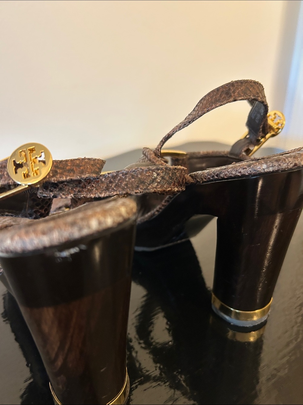Tory Burch “Karmen” Snakeprint Sandals with Gold Hardware Size 8 - Picture 7 of 13